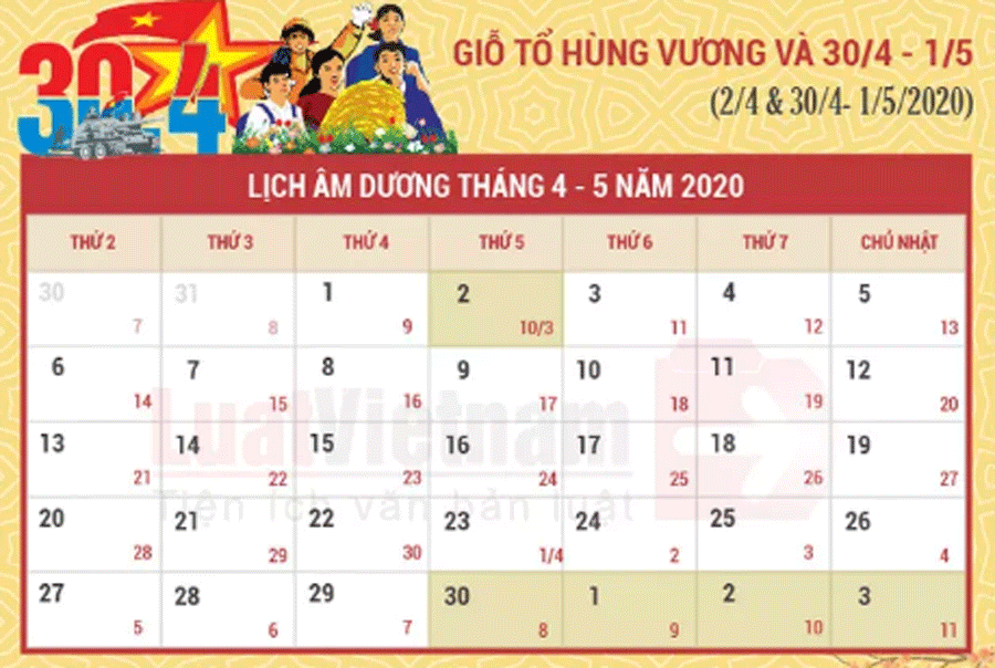 Lịch nghỉ 30/4-1/5 năm 2022 của học sinh, sinh viên là 4 ngày