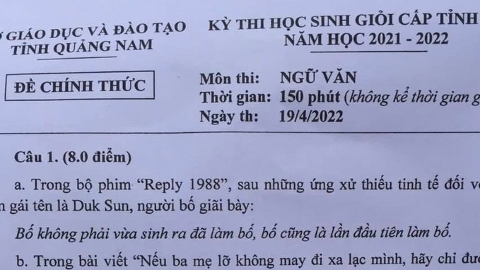 Đề cập vấn đề “nóng” về ứng xử với cha mẹ, đề thi học sinh giỏi Văn "làm mưa làm gió" mạng xã hội