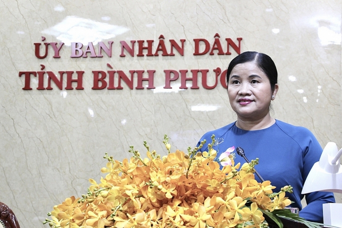 Bà Trần Tuệ Hiền - Phó Bí thư Tỉnh ủy, Chủ tịch UBND tỉnh Bình Phước khẳng định với “nền tảng 4 tốt”, tỉnh này là điểm đến hấp dẫn của các nhà đầu tư.