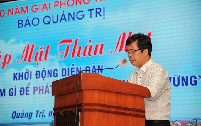 Giám đốc Sở Công Thương tỉnh Quảng Trị Lê Tiến Dũng phát biểu tại buổi gặp mặt. Ảnh: Minh Tân