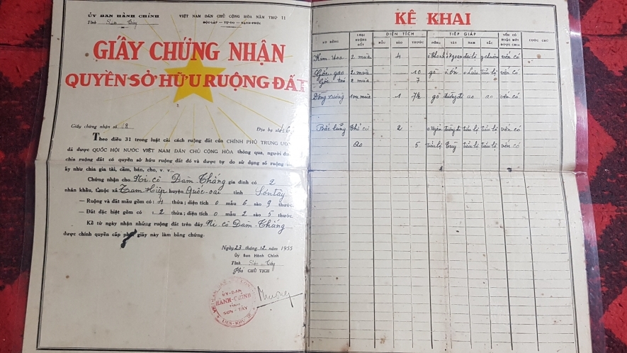 Chuyện về giấy sở hữu ruộng đất cấp sau chiến thắng Điện Biên Phủ