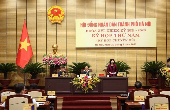 Quang cảnh Kỳ họp thứ 5, HĐNDTP Hà Nội khóa XVI. 