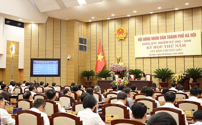 Quang cảnh kỳ họp thứ  5 (kỳ họp chuyên đề) của HĐND TP Hà Nội khóa XVI, nhiệm kỳ 2021-2026