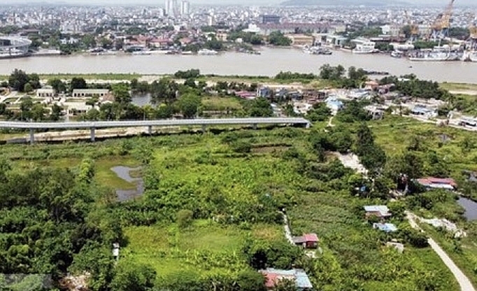 Một góc khu đô thị Bắc Sông Cấm ở xã Tân Dương, huyện Thủy Nguyên.