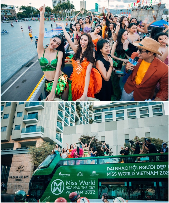 Thí sinh Miss World Vietnam gây tranh cãi khi ăn mặc “hở hang” diễu phố