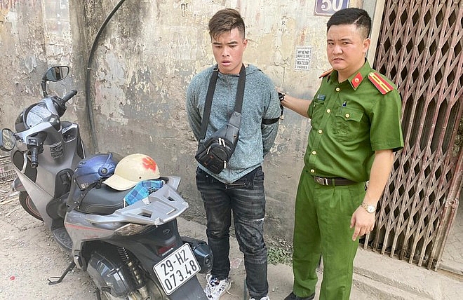 Đối tượng Nguyễn Thanh Sang tời điểm bị bắt giữ.