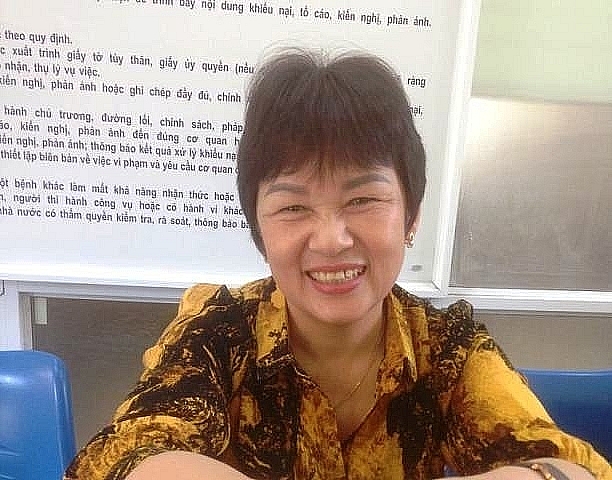 Bà Cao Thị Thanh Vân (58 tuổi), tổ trưởng tổ hòa giải của tổ dân phố Thành Công, phường Dương Nội, quận Hà Đông.
