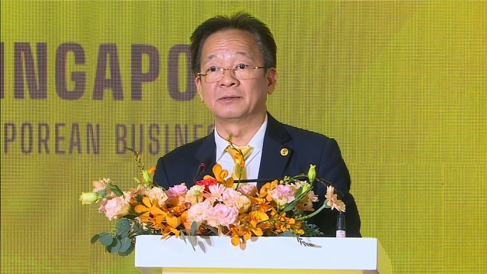 Ông Đỗ Quang Hiển, Chủ tịch Ủy ban chiến lược Tập đoàn T&T Group, Chủ tịch HĐQT Ngân hàng SHB phát biểu tại sự kiện