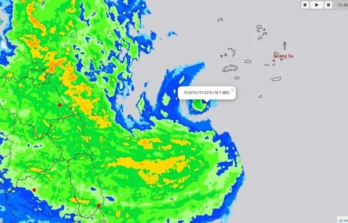 Rada thời tiết của Việt Nam đang theo dõi chặt chẽ bão Noru. (Nguồn: Trung tâm DBKTTVQG)