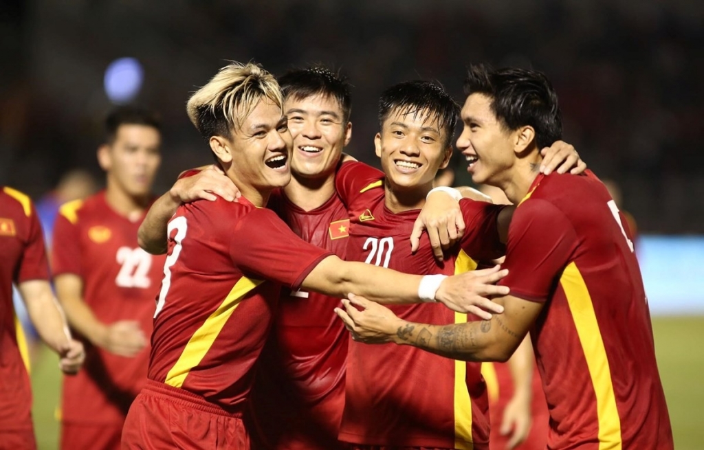 Đội tuyển Việt Nam toàn thắng ở hai trận đấu giao hữu trong đợt tập trung vào tháng 9/2022. (Ảnh: PV/Vietnam+)