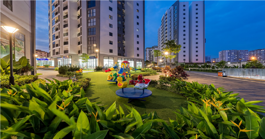 Mật độ xây dựng thấp chỉ 39% góp phần tạo nên không gian sống xanh, thoáng đãng tại tổ hợp chung cư Le Grand Jardin