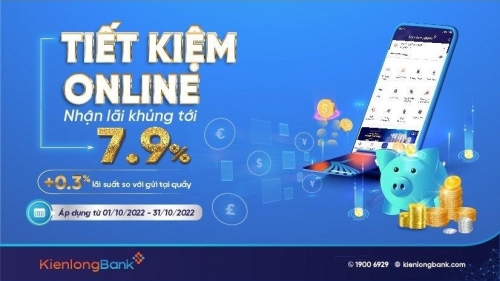 Gửi tiết kiệm online tại KienlongBank lãi suất ưu đãi đến 7,9%