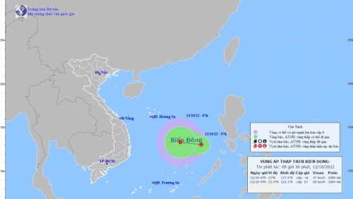Áp thấp trên biển Đông đang mạnh lên thành áp thấp nhiệt đới