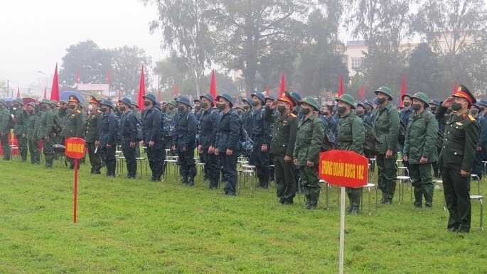 Quang cảnh lễ giao nhận quân năm 2022 tại huyện Phú Xuyên