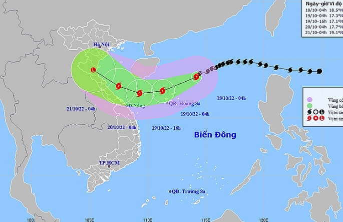 Vị trí và đường đi của cơn bão số 6