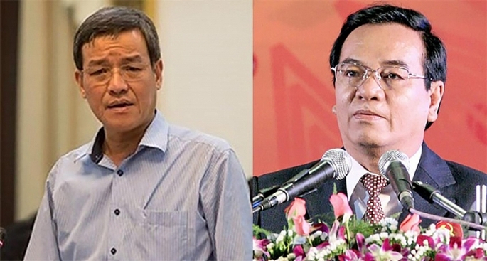Cựu Bí thư Tỉnh ủy Đồng Nai Trần Đình Thành (bìa phải) và cựu Chủ tịch UBND tỉnh Đồng Nai Đinh Quốc Thái trước thời điểm bị bắt tạm giam.