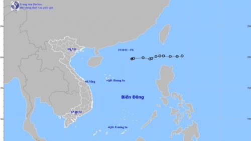 Áp thấp nhiệt đới đã suy yếu thành vùng áp thấp trên Biển Đông