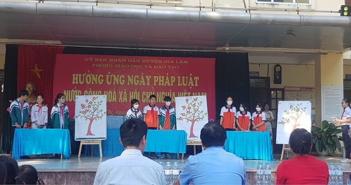 Huyện Gia Lâm tổ chức hưởng ứng Ngày Pháp luật Việt Nam trong nhà trường năm 2022