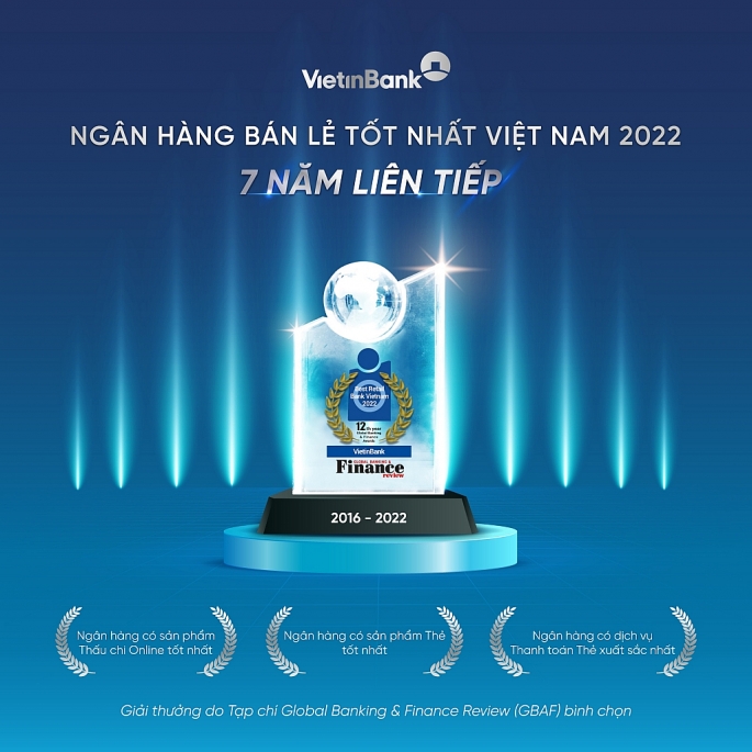 VietinBank là “Ngân hàng bán lẻ tốt nhất Việt Nam” 7 năm liên tiếp 