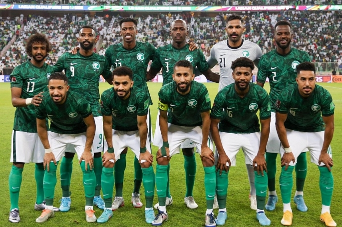 Đội hình xuất phát của Saudi Arabia trong trận đấu gặp Argentina.