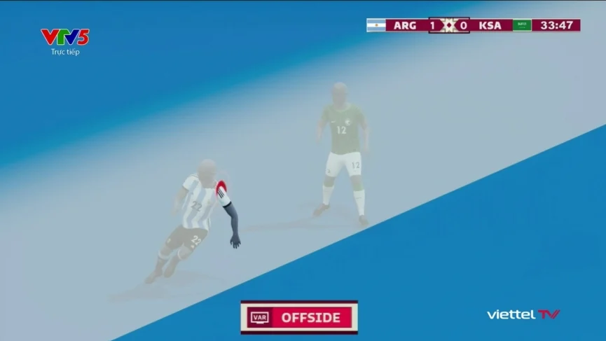 Tình huống Argentina bị từ chối bàn thắng sau pha bắt việt vị gây tranh cãi (Ảnh chụp màn hình)