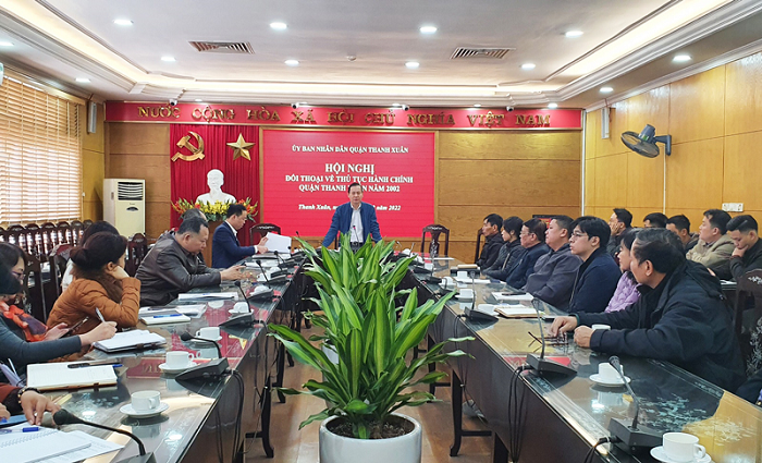 Phó Chủ tịch UBND quận Thanh Xuân Lê Trung Cường đã chủ trì Hội nghị đối thoại về thủ tục hành chính quận lần thứ 2 trong năm 2022.