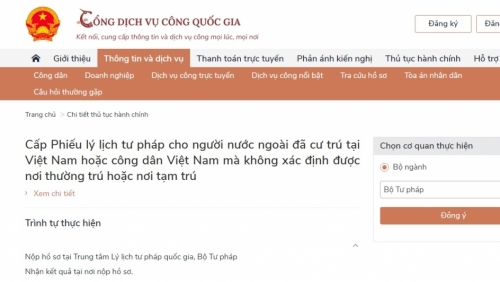 Hà Nội cấp Phiếu lý lịch tư pháp qua dịch vụ công trực tuyến từ ngày 1/1/2023