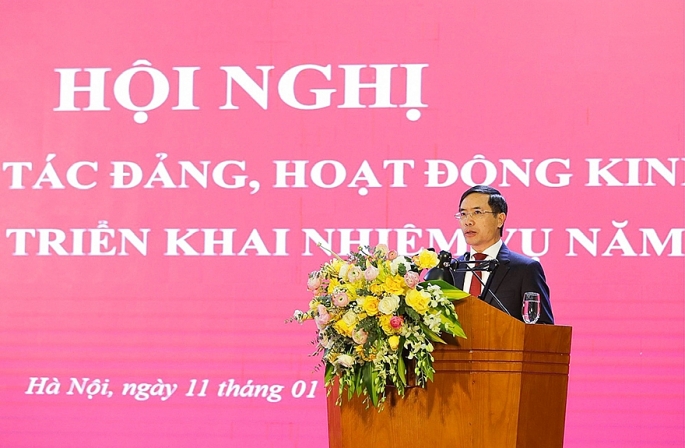 Đồng chí Phạm Đức Ấn - Bí thư Đảng ủy, Chủ tịch HĐTV phát biểu khai mạc Hội nghị
