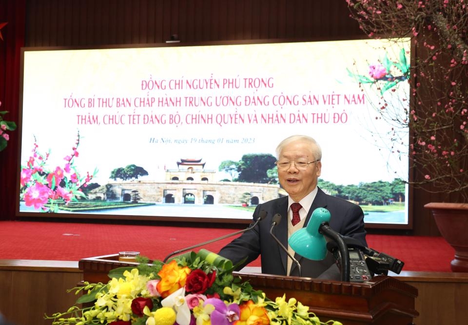 Tổng Bí thư Nguyễn Phú Trọng chúc Tết Đảng bộ, chính quyền, Nhân dân Thủ đô