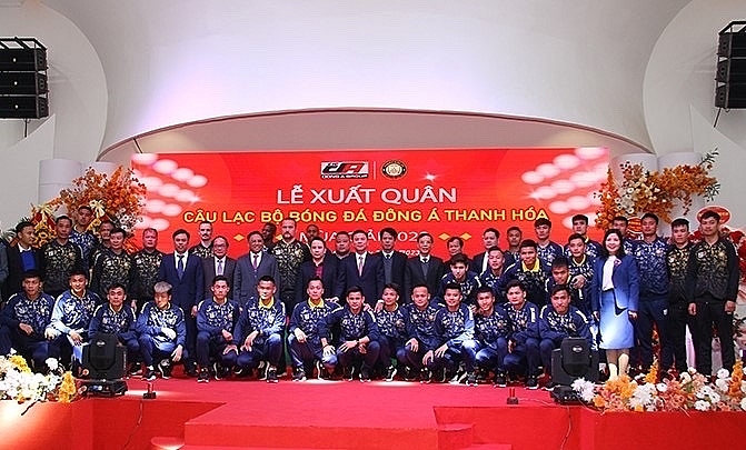 CLB bóng đá Đông Á Thanh Hóa tổ chức lễ xuất quân mùa giải mới 2023.