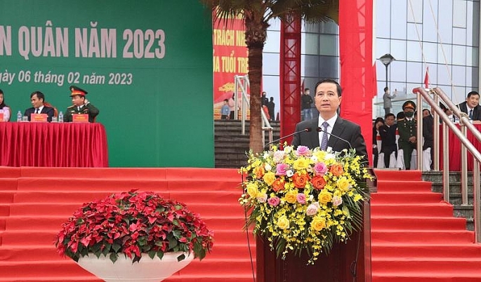 Chủ tịch UBND huyện Đông Anh Nguyễn Xuân Linh phát biểu khai mạc.