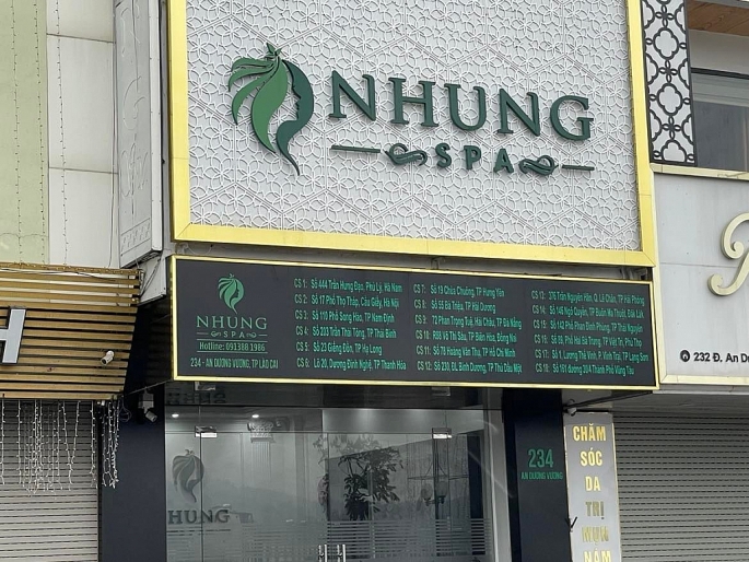 Nhung Spa bị xử phạt vì cung cấp dịch vụ không có giấy phép hoạt động