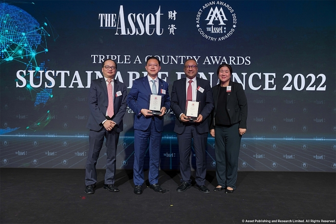 Đại diện Techcombank (thứ 3 từ trái sang) vinh dự nhận giải thưởng tại The Asset Triple A Country Awards