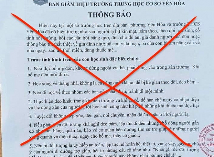 Thông tin học sinh lớp 7 ở Hà Nội bị đánh thuốc mê là không chính xác