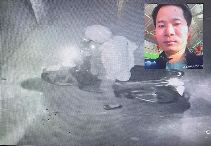 Đối tượng Ngô Văn Tiếp (ảnh nhỏ) và hình ảnh đối tượng sử dụng xe máy bỏ trốn khỏi hiện trường. Ảnh: Công an huyện Chư Prông.