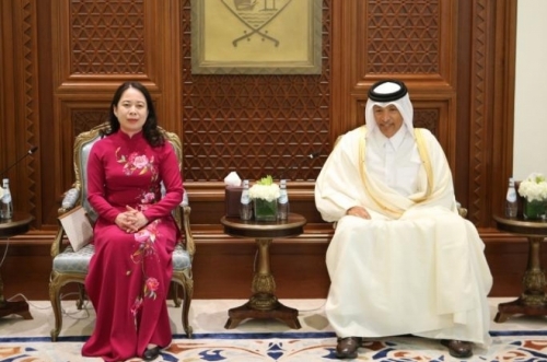 Phó Chủ tịch nước Võ Thị Ánh Xuân hội kiến Chủ tịch Quốc hội Qatar
