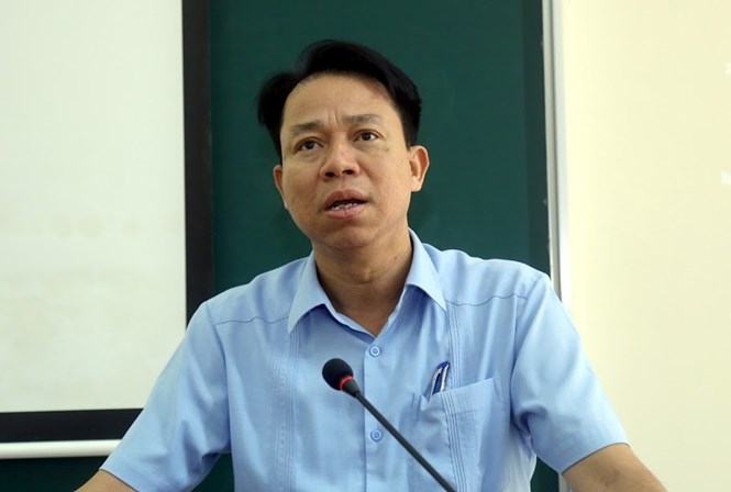 Ông Lê Mậu Nhiệm, Giám đốc Trung tâm Bồi dưỡng cán bộ và Nghiên cứu khoa học UBTƯ MTTQ Việt Nam phát biểu tại buổi lễ
