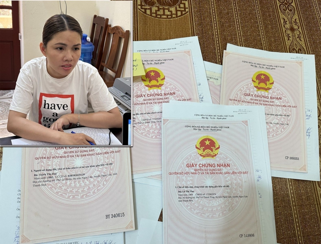 Mặc dù đang là viên chức huyện nhưng Trịnh Thị Huệ vẫn làm giả hàng chục sổ đỏ để đi lừa đảo