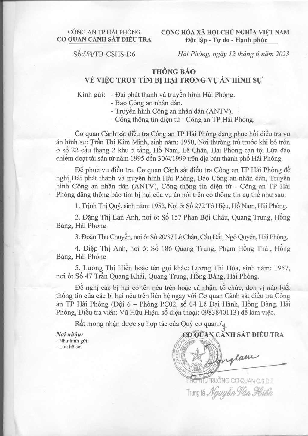 Công an Hải Phòng: Tìm 5 bị hại trong vụ án “Lừa đảo chiếm đoạt tài sản”