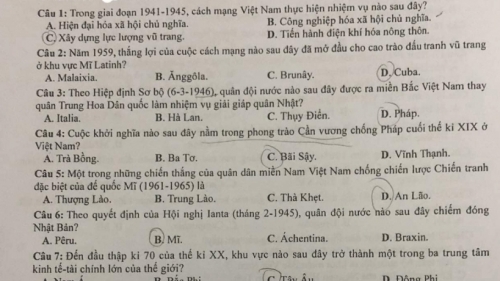 Đáp án môn Lịch sử kỳ thi tốt nghiệp THPT 2023