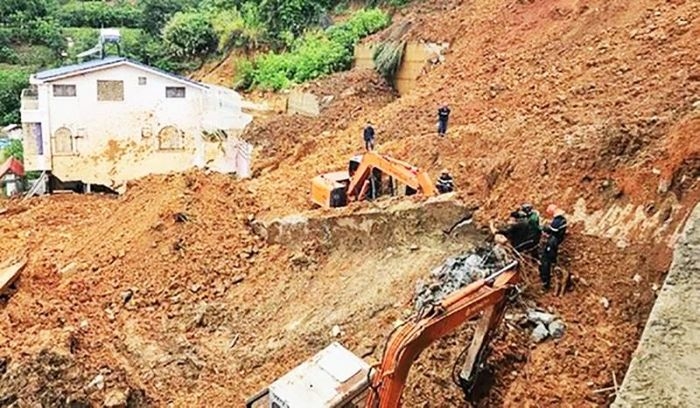 hiện trường vụ sạt lở đất tại hẻm 36, đường Hoàng Hoa Thám TP. Đà Lạt tỉnh Lâm Đồng