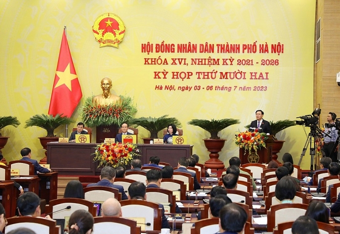 Quang cảnh phiên khai mạc Kỳ họp thứ 12, HĐND thành phố Hà Nội
