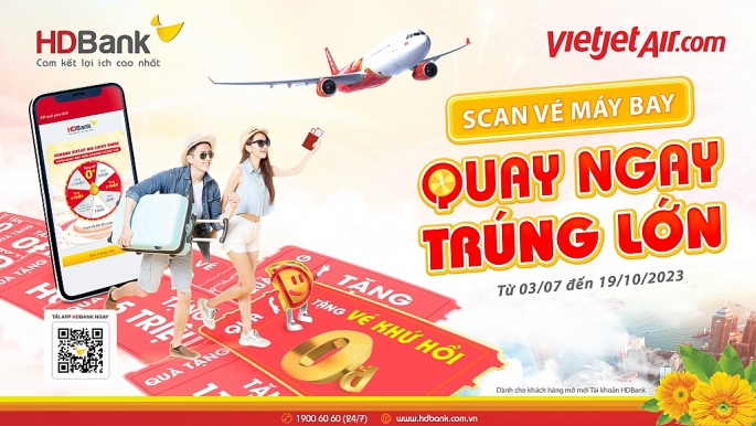 Bay Vietjet, nhận ngay hoàn tiền và gần 9.000 giải thưởng cùng HDBank