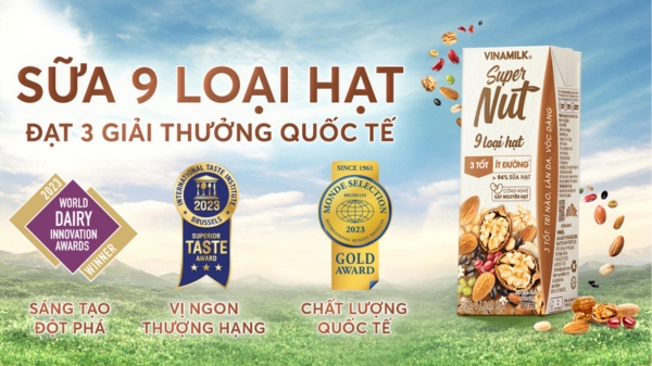 Sữa hạt Vinamilk Super Nut dành cú "hat-trick" giải thưởng quốc tế về sáng tạo, vị ngon và chất lượng từ các tổ chức hàng đầu thế giới