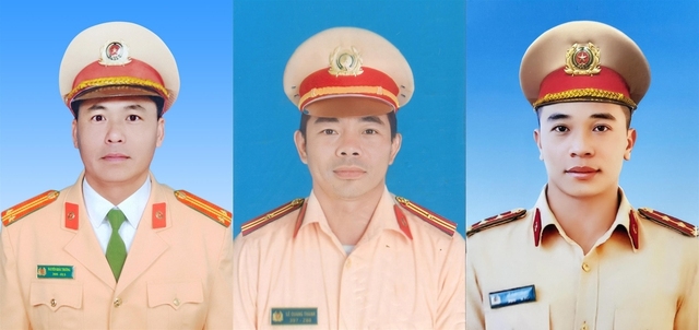 Trung tá Nguyễn Khắc Thường, thiếu tá Lê Quang Thành và đại úy Lê Ánh Sáng (từ trái qua)