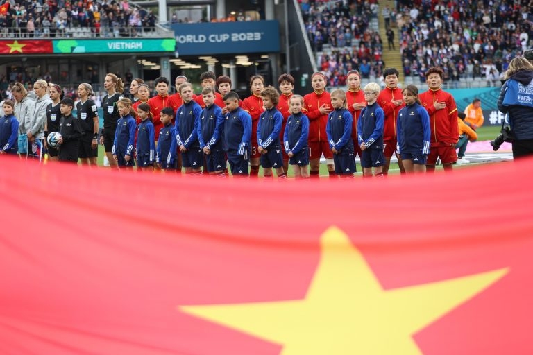 Quốc ca Việt Nam vang lên tại VCK FIFA World Cup nữ 2023. Ảnh: Đức Đồng