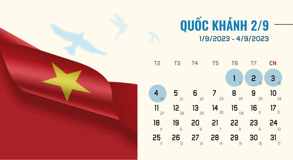 Chi tiết lịch nghỉ lễ Quốc khánh 2/9/2023 mới nhất