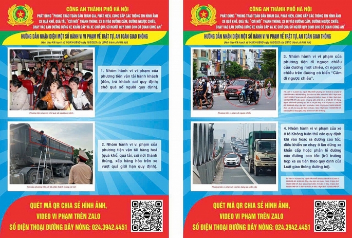 Người dân gửi nhiều phản ánh vi phạm TTATGT qua trang Zalo và đường dây nóng  của CATP Hà Nội