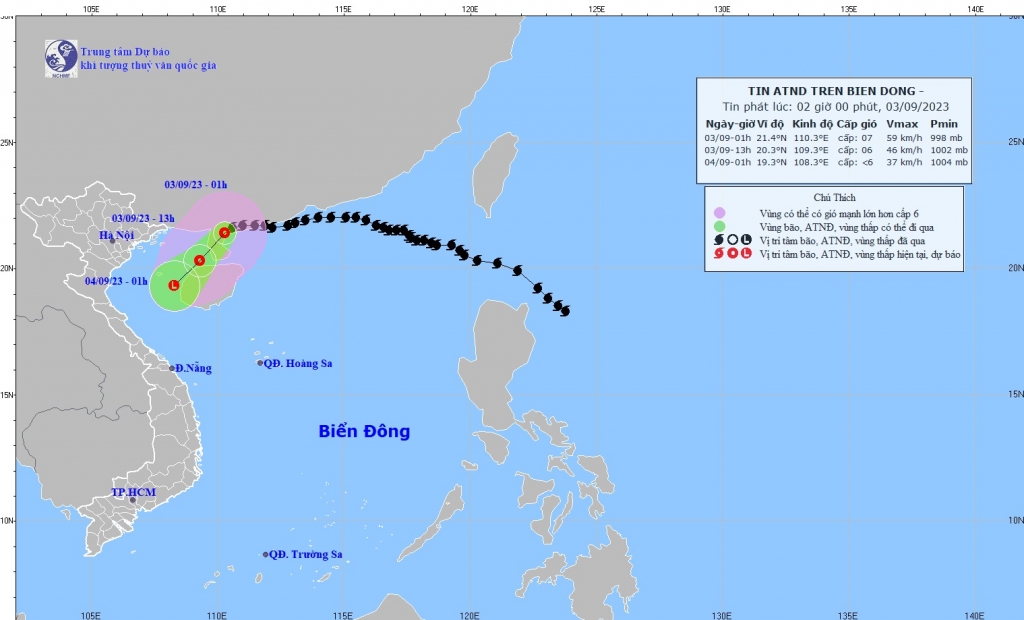 Bão số 3 suy yếu thành áp thấp nhiệt đới trên biển Đông