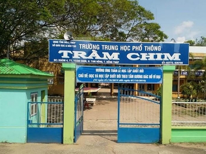 Trường THPT Tràm Chim (huyện Tràm Chim, tỉnh Đồng Tháp), nơi xảy ra sự việc. Ảnh: Lâm Ngọc